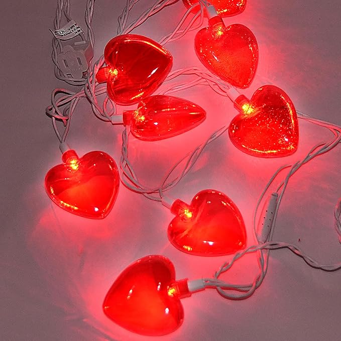 Red Heart String Lights, 8.5Ft Valentines Day Decorations Light with 10 LED Red Heart Lights, Connectable Romantic Fairy Light for Wedding Valentine's Day Anniversary Indoor Party Decor
