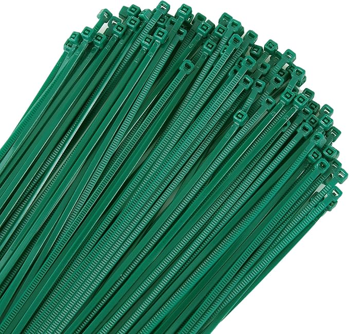 8 inch 3mm Dark Green Nylon Garden Cable Zip Ties Self Locking Cable Ties Twist Ties, Multi-Purpose Cable Tie (100 Pcs)