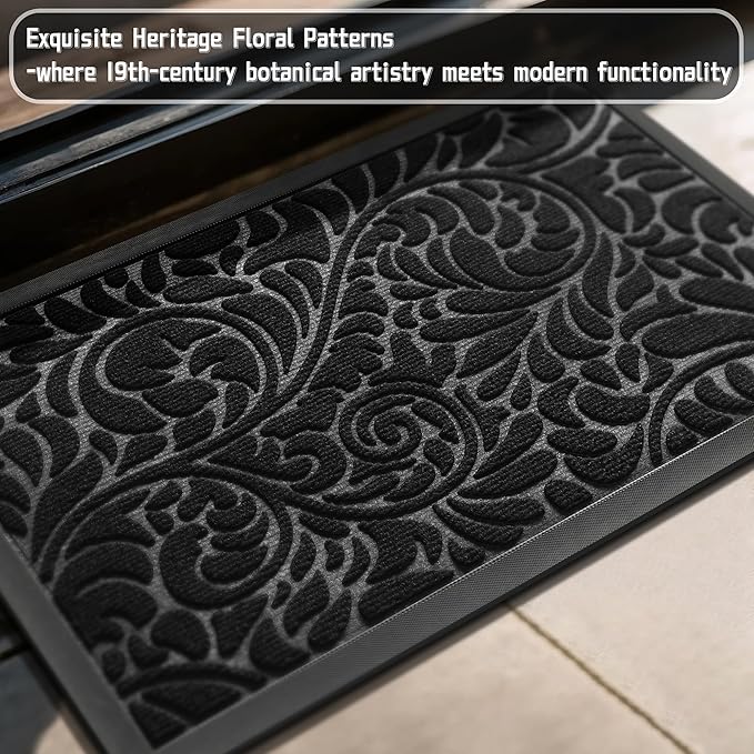 Yimobra Large Door Mat Outside Entrance 36x24, Waterproof Sturdy Outdoor Mats for Front Door, Heavy Duty Non-Slip Doormat for Garage Patio Entryway Indoor, Easy Clean, Black