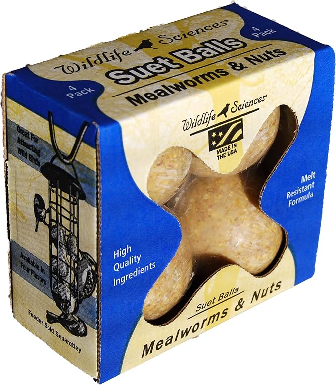 Wildlife Sciences Suet Ball, Mealworms and Nut, 4-Pack