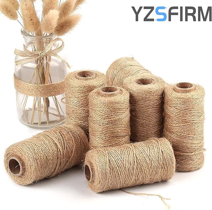 1.5mm 656ft Natural Jute Garden Rope - 2 Roll Brown Hemp Twine