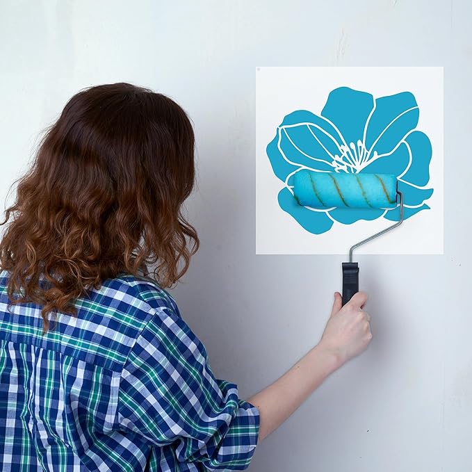 Large Flower Stencils for Painting - 10 Pcs, Reusable Templates for Wall, Wood, Furniture & More