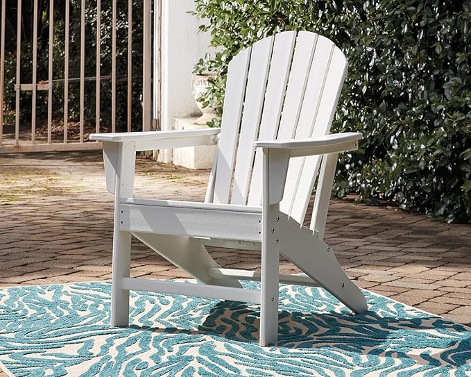 Signature Design by Ashley Sundown Treasure Outdoor Patio HDPE Weather Resistant Adirondack Chair, White