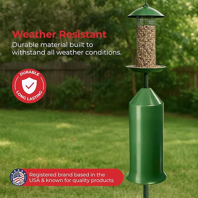 iPrimio 18" Squirrel Baffle - Easy Install Pole Wrap Around Baffle: Protect Hanging Bird Feeders, Squirrel Baffles for Feeders, No Tool Install, Durable Weather Resistant, for Bird Feeder Poles