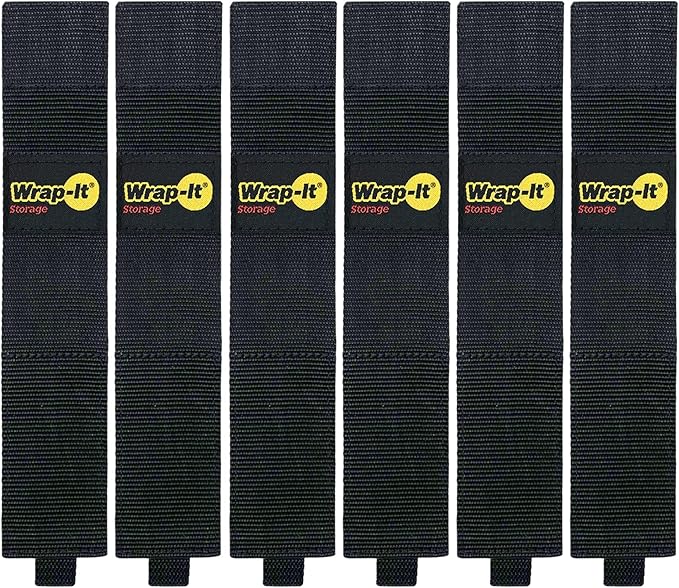 Twin-Straps by Wrap-It Storage - 16" (6-Pack) - Hook and Loop Hanging Cable Wrap for Multi-Purpose Cord and Hose Storage