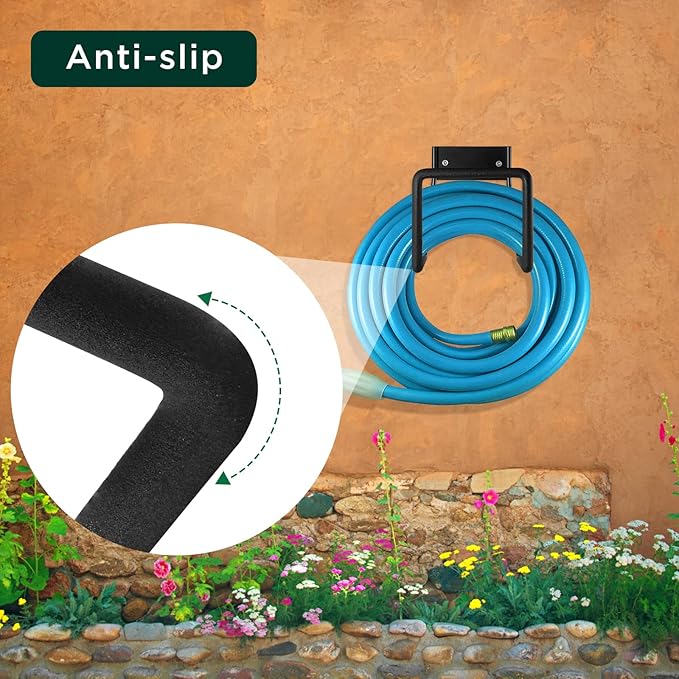 Metal Garden Hose Holder - Wall Mount Heavy Duty Holds Up to 150Ft Hose for Hose Reel/Garden Hose