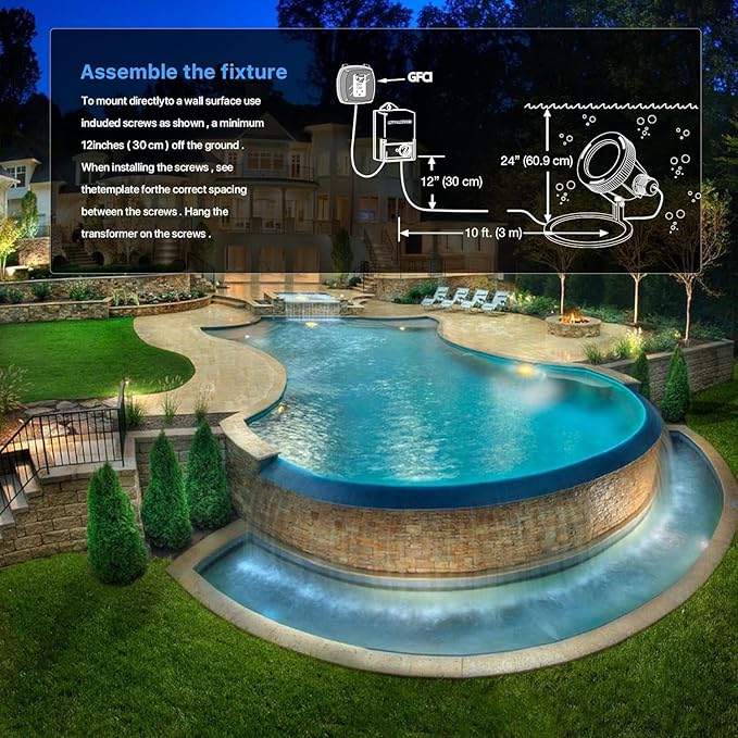 GOODSMANN Landscape Lights 4PK Low Voltage Pond Lights Led Underwater 12V AC Underwater Lights for Fountain Warm White 5.4W 135 Lumen Submersible Led Lights Work with Low Voltage Transformers