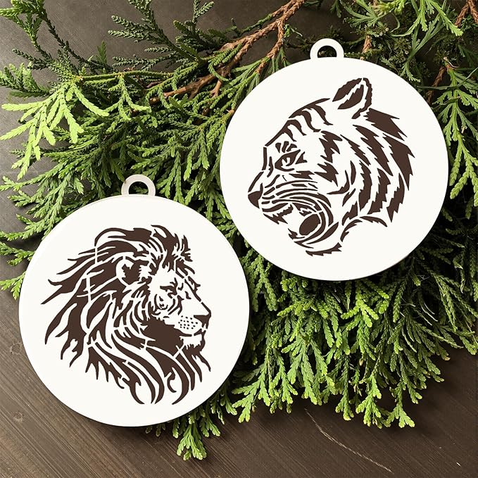 22 PCS Lion Tiger Stencils, Tiger Paws Reusable Plastic Paint Templates for Painting on Wood, Lion Tiger Head Stencils Set for Canvas Drawing Art Tile Home Wall DIY Craft Decoration, 2 Size