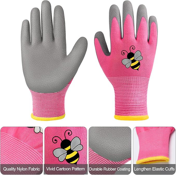 18 Pairs Kids Gardening Gloves Children Garden Glove Foam Rubber Coated Yard Work Gloves for Kids Toddlers Youth Boys Girls (Small (Age 3-5))