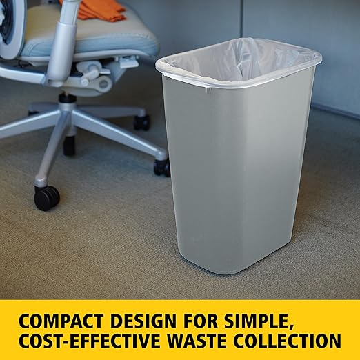 Rubbermaid Commercial Products Deskside Wastebasket/Trash Can, 10.25-Gallon/41-Quart, Gray, Plastic, Garbage Can for Home/Office, Fits Under Desk/Sink/Cabinet