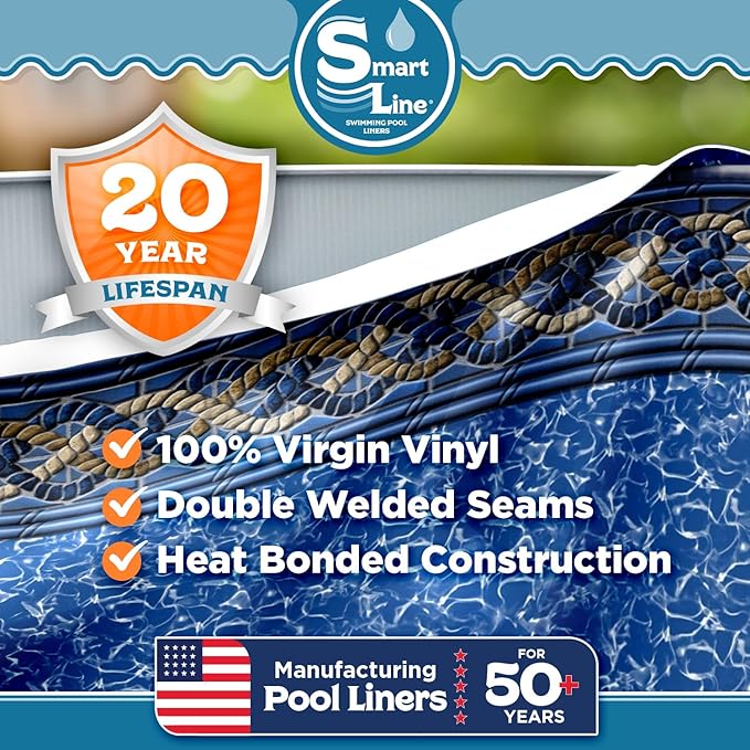 Smartline 33 ft Round Swimming Pool Liner | Mystri Gold | Unibead Style | 54 Inch Wall Height | 20 Gauge Heavy Duty Virgin Vinyl | Designed for Steel Sided Above Ground Pools