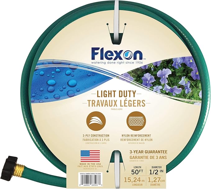Flexon 1/2-Inch by 50-Foot Reinforced Garden Hose FR1250,Green,(Pack of 5)