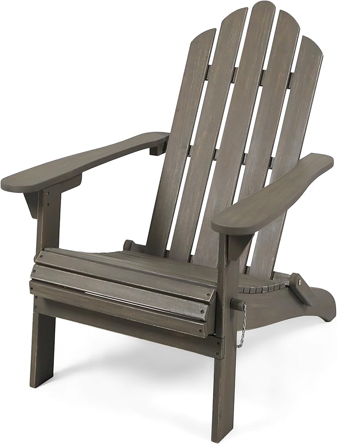 Christopher Knight Home Cara Outdoor Foldable Acacia Wood Adirondack Chair, Gray Finish