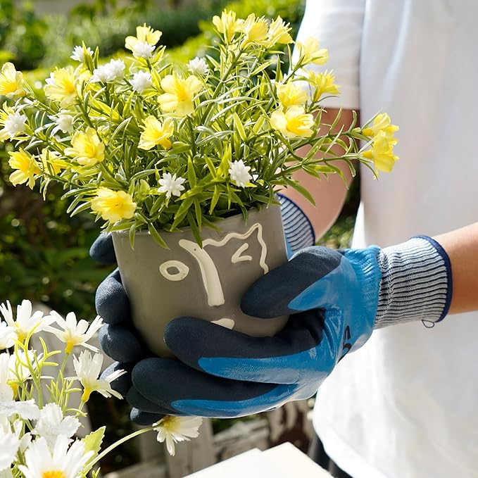 CYRUS Nitrile Gardening Gloves for Women＆Men, Thorn-Proof Garden Gloves,Work for Yard Garden, Weeding, Digging, Pruning