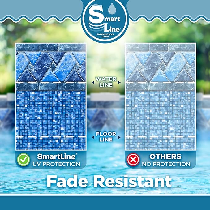 Smartline 21 ft Round Swimming Pool Liner | Stone Harbor | Unibead Style | 52 Inch Wall Height | 25 Gauge Vinyl | for Steel Sided Above Ground Pools | Gasket Kit Included