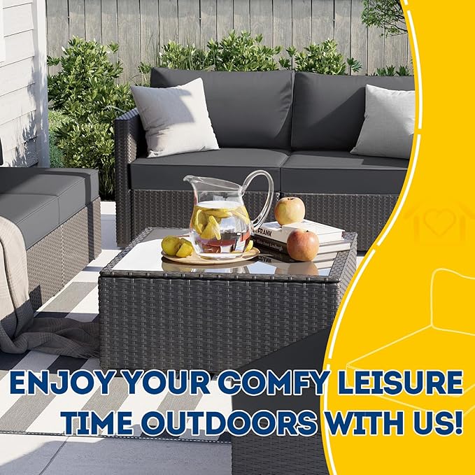 AAAAAcessories Outdoor Deep Seat Cushions, Waterproof, Fade-Resistant Patio Furniture Replacement Cushions, 24" x 24" x 5" + 24" x 13.5", Set of 4, Dark Gray