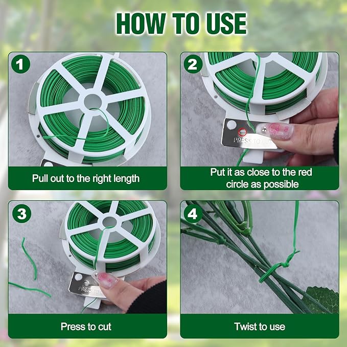 164 Feet (50m) Twist Ties, 2 Reels Garden Wire Garden Plant Ties with Cutter Reusable Multifunctional Garden Ties Plant Support for Gardening and Office Home Organization, Green and Black