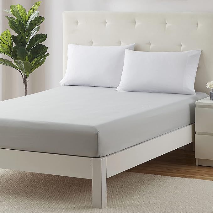 Clara Clark Fitted Sheet Twin XL Size, Super Soft Twin XL Fitted Sheet Only Fits up to 16 Inch Mattress - Wrinkle, Fade, Stain Resistant Twin XL Size Fitted Sheet - Silver Gray Fitted Sheet