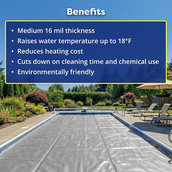 In The Swim 21' Ultra Silver Round Solar Pool Cover 16 Mil for Solar Heating Above Ground Pools and Inground Pools