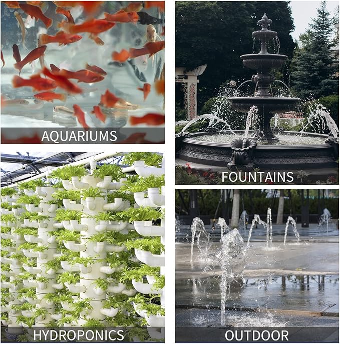 FREESEA Fountain Submersible Water Pump: 800GPH 45W Adjustable Small Pond Pump with 5ft Tubing Hose and 3 Nozzles 10ft High Lift for Outdoor | Hydroponics | Waterfall | Aquarium | Fish tank