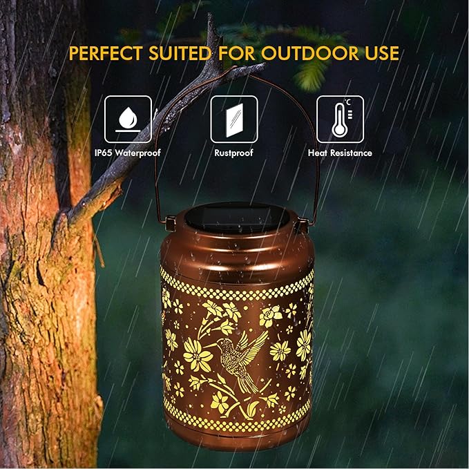 Gifts for Women Mom, Solar Lanterns Outdoor Garden Hummingbird Solar Lights Waterproof Decorative Gifts Hanging Lights Gardening Gift for Outside for Yard, Patio, Backyard, Farm