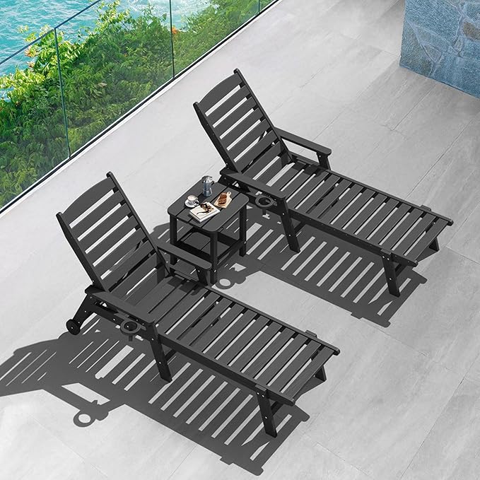 SERWALL Adirondack Table Set of 2, Outdoor Side Table- Gray
