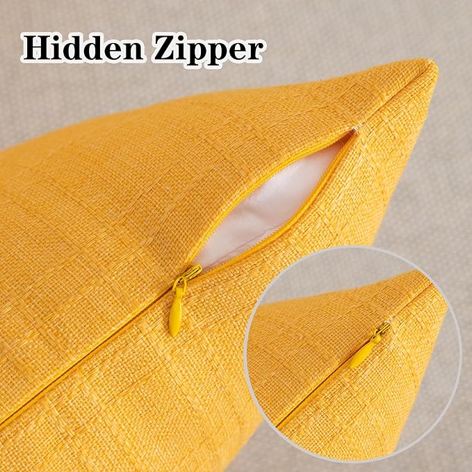 Kevin Textile Pack of 2 Outdoor Waterproof Pillow Covers - Decorative Farmhouse Throw Pillow Covers for Couch, Patio, Tent, Bed, Sofa, Living Room - 24x24 Inch Sunflower Yellow