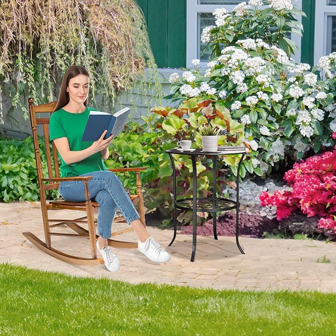 VINGLI Wooden Rocking Chair Outdoor, Patio Rockers with High Back, Support 450 LBS Rocking Chairs, for Porch, Patio, Balcony, Garden, Yard (Oak, 1 PC)
