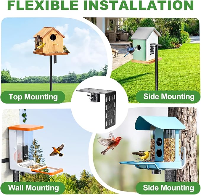 Bird Feeder Pole with Squirrel Baffle 107 Inch Bird House Poles Squirrel Proof for Outdoors Heavy Duty Smart Bird Feeding Station with Stainless Steel Spring Adjustable Height Mounting Pole