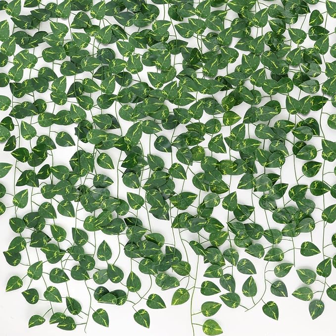CEWOR 10 Pack Artificial Vines for Room Decor, Artificial Ivy Greenery Garland Fake Vines Hanging Plants Backdrop, Faux Green Leaves for Home Bedroom Wall Decoration