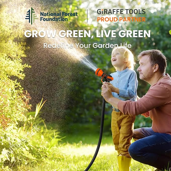 Giraffe Tools Garden Hose 75ft x 5/8", Water Hose Heavy Duty, Lightweight, Flexible Hybrid Hose with Swivel Handle, Male to Female Fittings