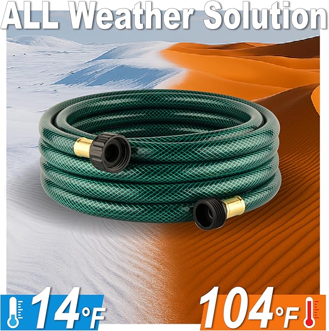 15FT Lightweight PVC Garden Hose: 1/2 Inch Flexible Hose with 3/4 Inch GHT and Shut Off Valve - Leak-Proof Design with Washers and Repair Connector for Small Yard Car Washing