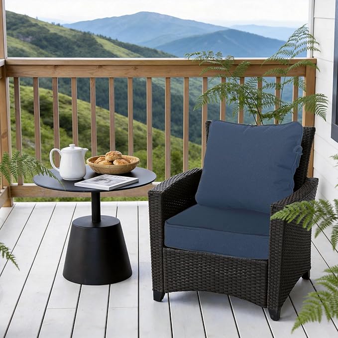 COZYVIDA 19"x19" Outdoor Universal Cushion Set of 1, Patio Cushions with Handles & Ties, Water-Proof Stain-Resistant UV-Resistant 1000+ Hrs,High Resilience Foam with YKK Zippers,Navy Blue-TPU