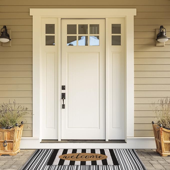 DII Natural Coir Doormat Outdoor Welcome Mat, 17x29, Cabana Stripes