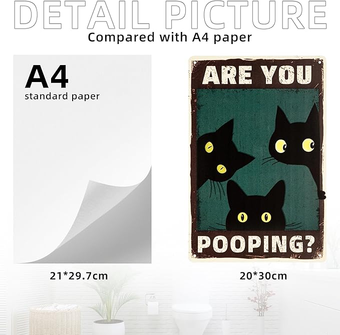 ARE YOU POOPING Sign Decorative Signs Funny Retro Black Cat Wall Metal Signs for Outdoor Yard Signs or Indoor Apartment Bathroom Decor Poster (Color04)