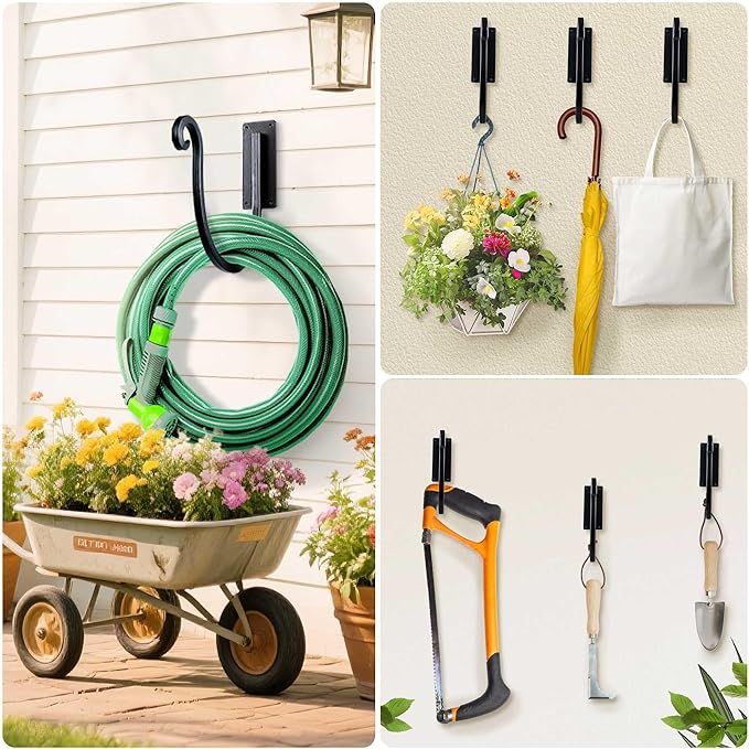 Garden Hose Holder Outside: 2 Pack Wall Mount Water Hose Holder - Heavy Duty Garden Water Hose Hanger for Outside Hose Storage