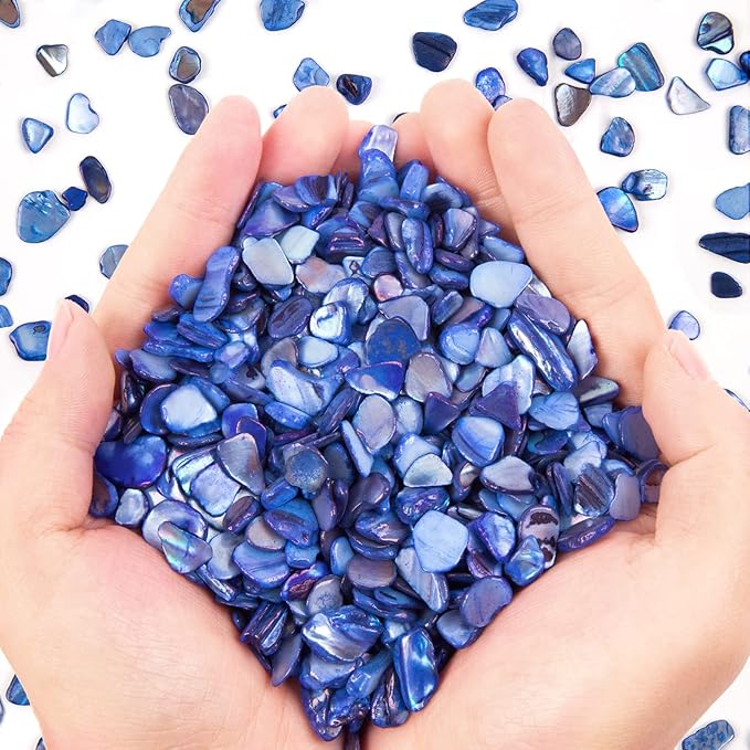 QICQDRAM Crushed Shells for Crafts About 1LB (405g/14.28oz) Small Natural Crushed Shells Bulk for Crafts DIY Beaching Wedding Decoration Vase Fillers (Deep Blue)