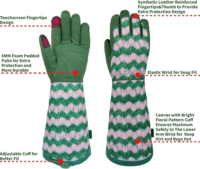 Long Gardening Garden Gloves,Thorn-proof&Puncture Resistance Rose Cactus Gauntlet Glove for Gardener,Gifts
