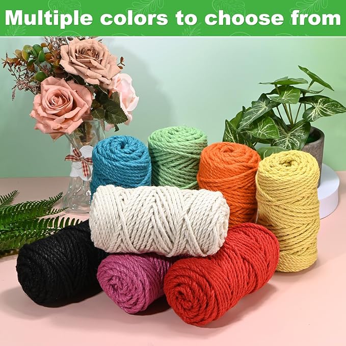 1-Pack Natural Jute Twine String, 4.5mm x 164ft/50m Long Garden Twine String for Crafts/Gift Wrapping/Gardening Plants, Durable Plant Ties Thick Rope [Orange]