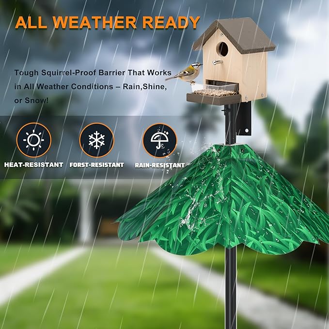Oversized 21 Inch Metal Squirrel Baffle, Chew-Proof Weatherproof Squirrel Guard for Bird Feeder Pole and 4x4 Post, Outdoor Hanging Squirrel Proof Baffle, Green