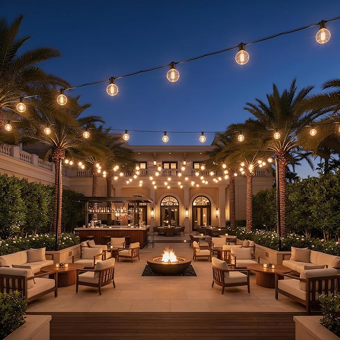 RTTY Classic Series 150FT Outdoor String Lights Pro Set with 58 G40 Bulbs - The Starter System for House Outline Lighting, Full Pergola or Pool Coverage, and Restaurant to Hotel Terrace Ambiance
