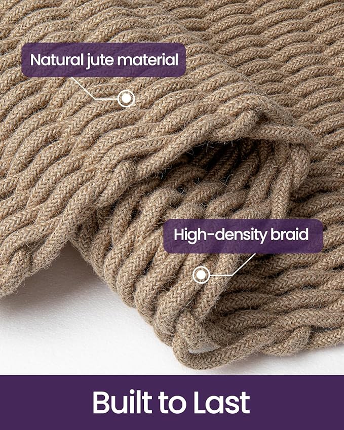DEXI Jute Door Mat for Front Entryway, 24x35 Braided Woven Doormat Outside Entrance, Dirt Trapper Natural Fiber Entry Mats for Patio, Brown