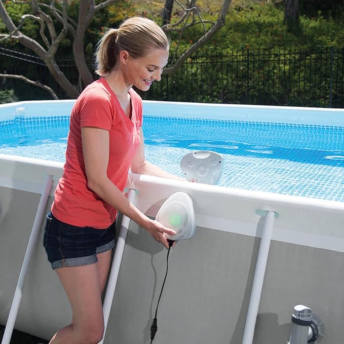 Intex Underwater LED Magnetic Above Ground Wall Pool Light with Magnetic Transmitter and 4 Options, Multicolor/White