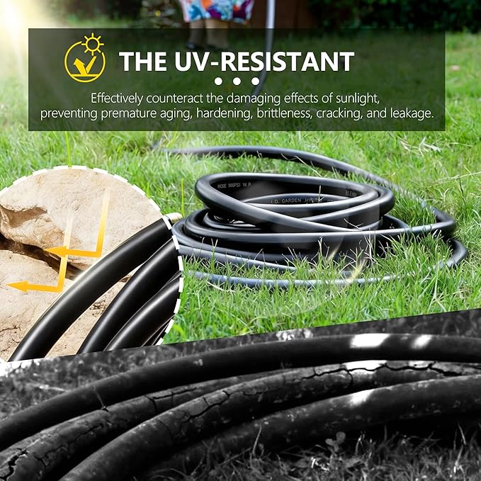 5/8" x 50ft Garden Hose, -40℉ To 190℉ Hot/Cold, Heavy Duty,Flexible, 300psi Working, 1000psi Burst, 3/4" Brass Fittings with Hose Protector Coil Spring for Outdoor,Yard, Farm