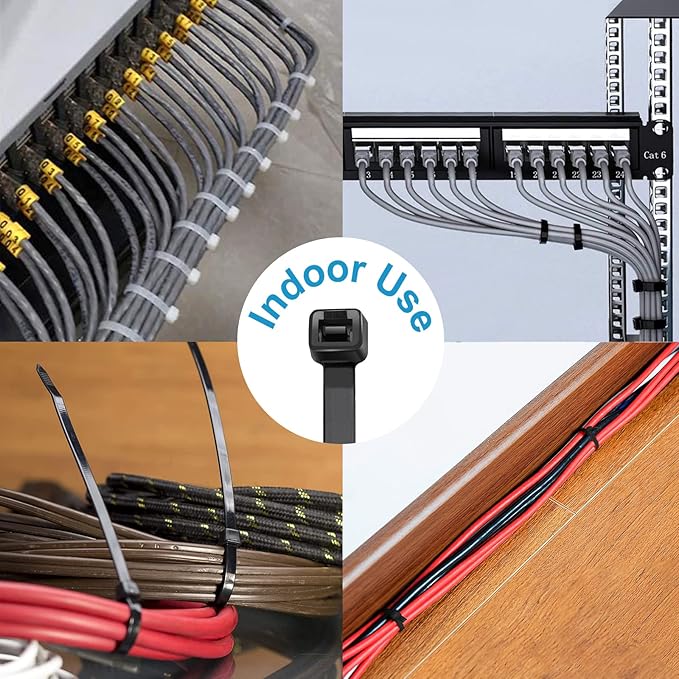 Zip Ties 8 inch (5000 Pack), 40lbs Tensile Strength, Black Cable Ties, Wire Ties for indoor and outdoor use, by Skalon