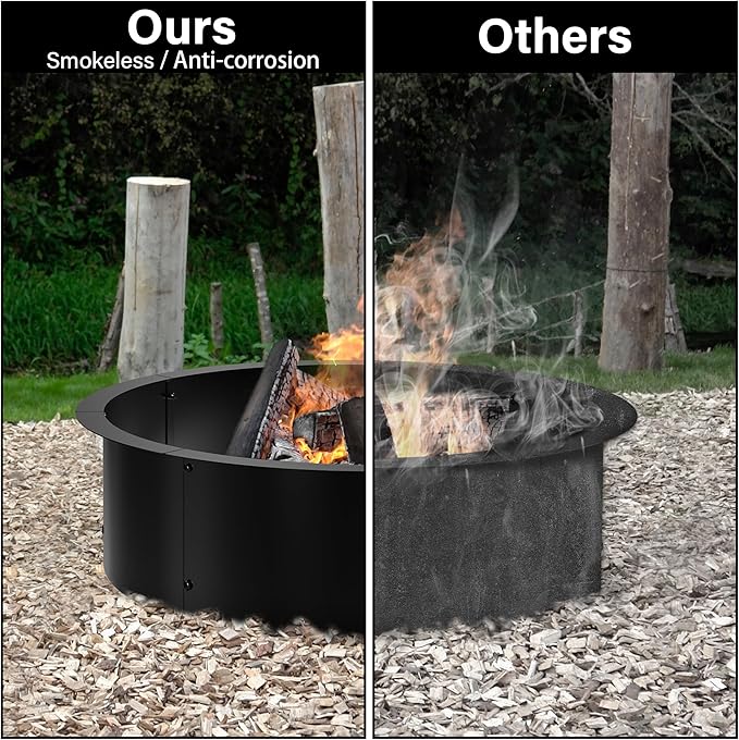 24" Extra Thickened Galvanized Fire Ring for Outside Wood Burning, Heavy-Duty Above- and In-ground Fire Pit Ring,Perfect Accessory for Backyard Garden and Family Gatherings