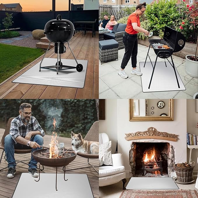 UBeesize 48x40 Inch 4-Layer Grill Mat, Heavy Duty Under Grill Mat for Charcoal & Gas Grills, Fire Pit Mat, Deck Protector, Heat Resistant to 2000°F, Waterproof Oil Proof, Reusable & Easy to Clean