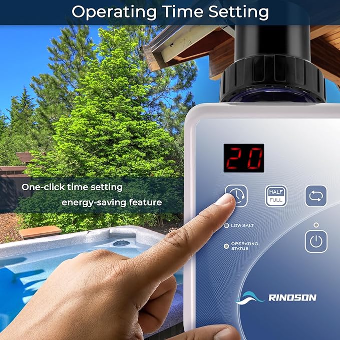 Saltwater Pool Chlorinator System for Above Ground Pools and Hot Tub, Saltwater Pool System with Self-Cleaning Titanium Cell & LED Control Panel, Up to 12,000 Gallons, 2 Year Limited Warranty