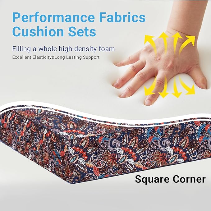 Outdoor Cushions for Patio Furniture,Outdoor Seat Cushion Set 24 x 24 x 4 Inch,Waterproof & Fade Resistant Outdoor Chair Cushions,Deep Patio Chair Cushion with Removable Cover,Artistic Floral