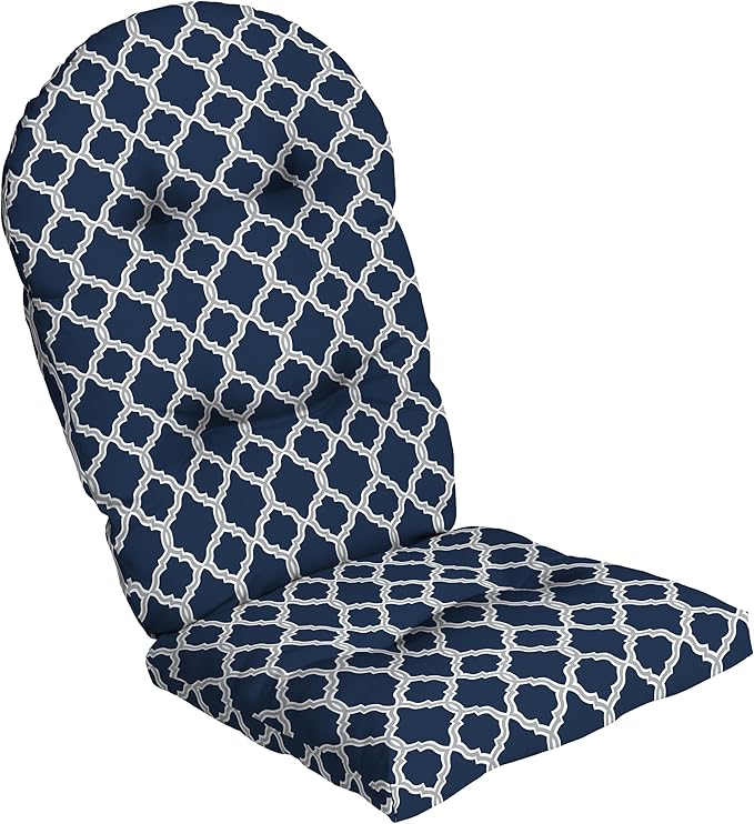 Arden earthFIBER Plush Modern Tufted Rocking Chair Cushion, 21.5 x 19, Rain-Proof, Fade Resistant, Tufted Cushions for Rocking and Adirondack Chairs Sapphire Blue Garden Trellis